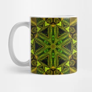 Mosaic Kaleidoscope Flower Yellow Green and Orange Mug